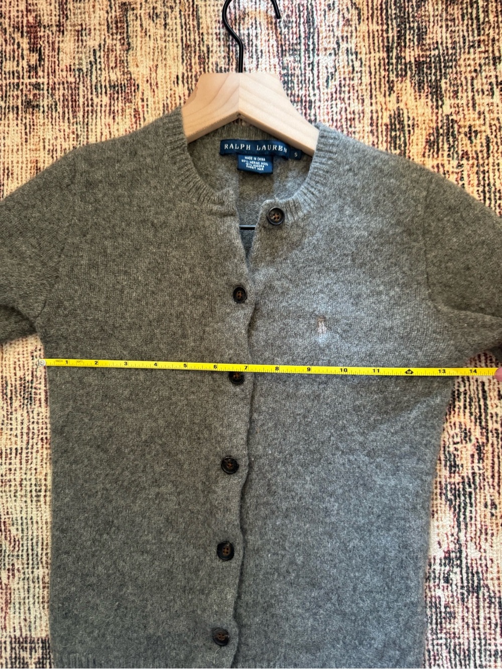 Ralph Lauren Heather Gray Wool Button-Up Cardigan - Picture 5 of 7